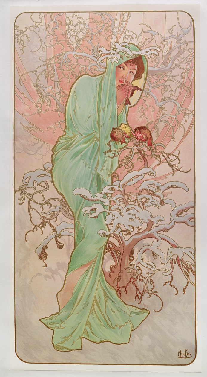 As Estações: Inverno, 1896 de Alphonse Mucha