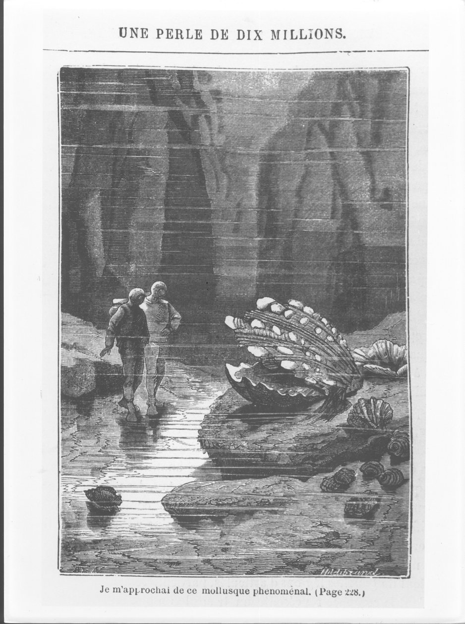 Ilustração de &39;20, 000 Leagues Under the Sea &39;por Jules Verne (1828-1905) gravado por Henri Theophile Hildibrand (1824-97) c.1869-70 de Alphonse Marie de Neuville