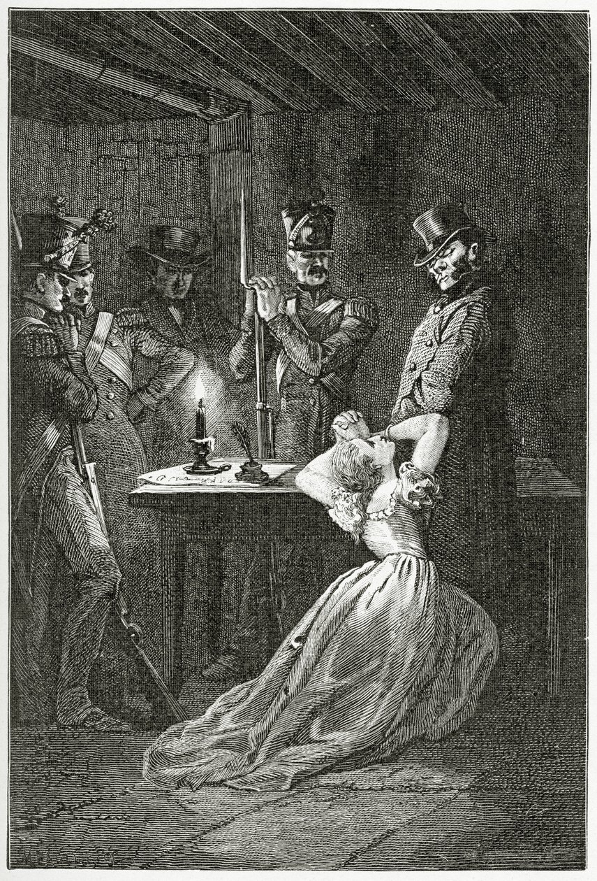 Ilustração de Les Misérables, século XIX (gravura bw) de Alphonse Marie de Neuville