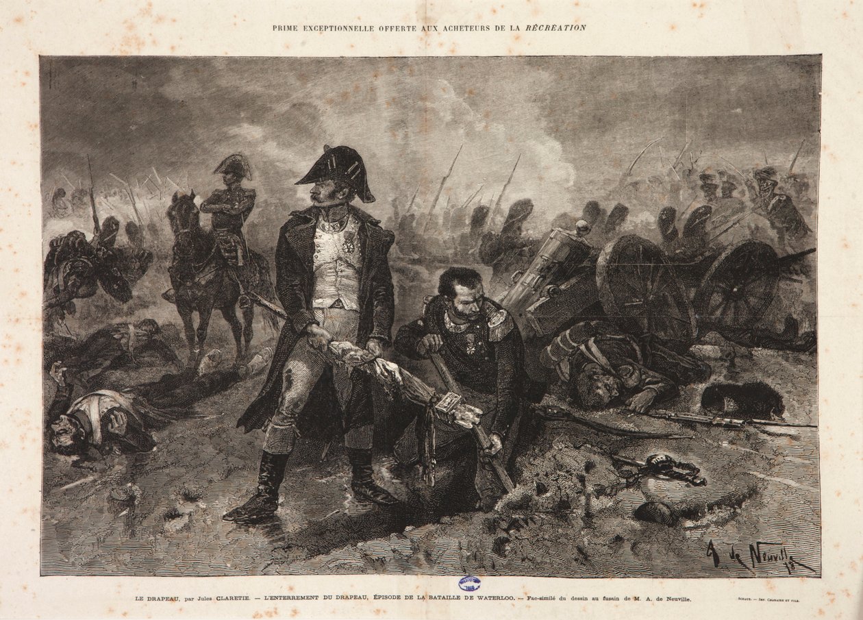 O Enterro da Bandeira, episódio da Batalha de Waterloo, gravado por Jules Claretie, 1879 de Alphonse Marie de Neuville