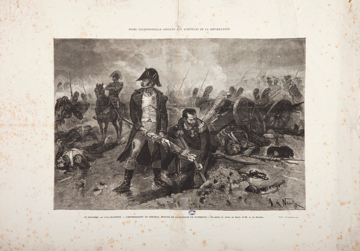 O enterro da bandeira, episódio da batalha de Waterloo, gravado por Jules Claretie de Alphonse Marie de Neuville