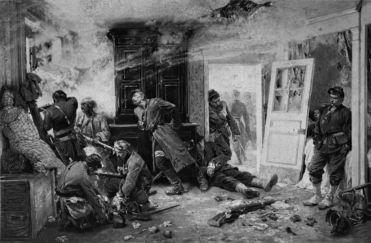 Os últimos cartuchos em Balan perto de Sedan, 1870 (photolitho) de Alphonse Marie de Neuville