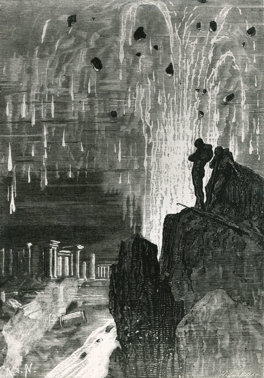 Lá antes dos meus olhos apareceu uma cidade arruinada, de &39;20, 000 ligas sob o mar &39;por Jules Verne (1828-1905) gravado por Henri Theophile Hildibrand (1824-97) 1877 de Alphonse Marie de Neuville