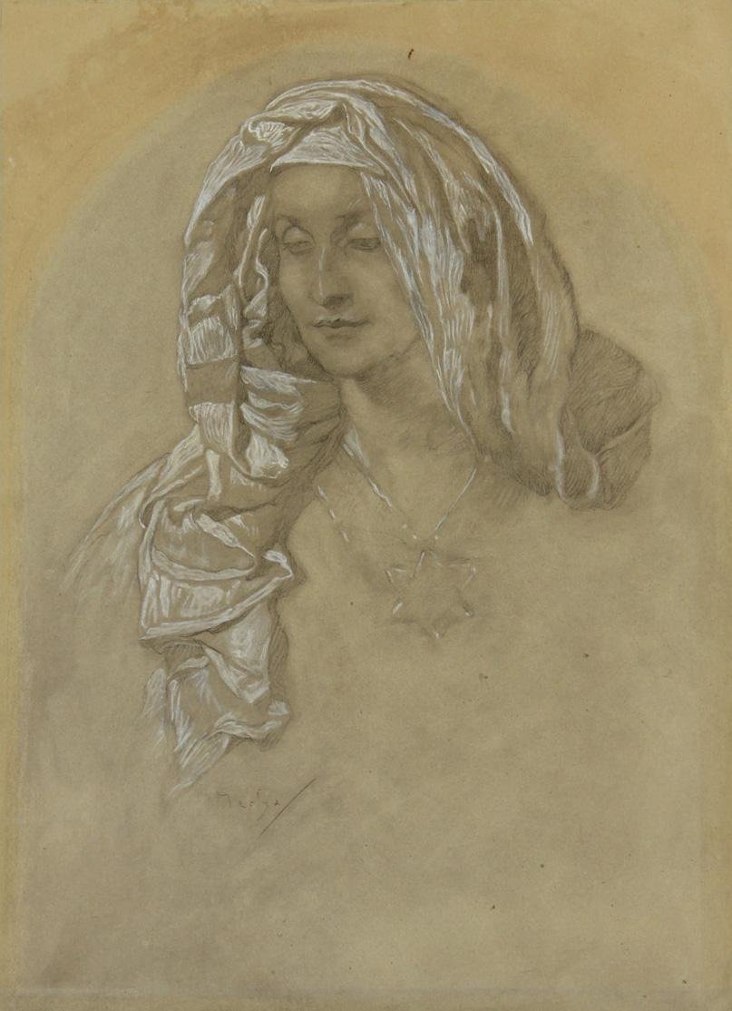Retrato de uma menina de Alphonse Mucha
