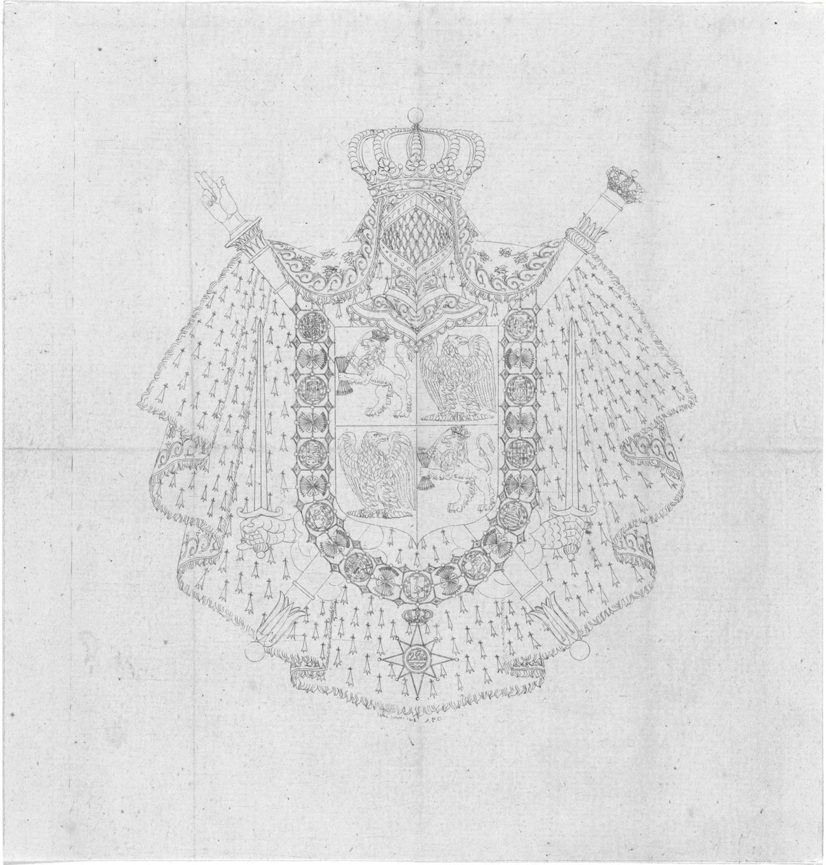 Design do brasão de Louis Napoleon como governante do reino da Holanda de Alphonse Pierre Giraud