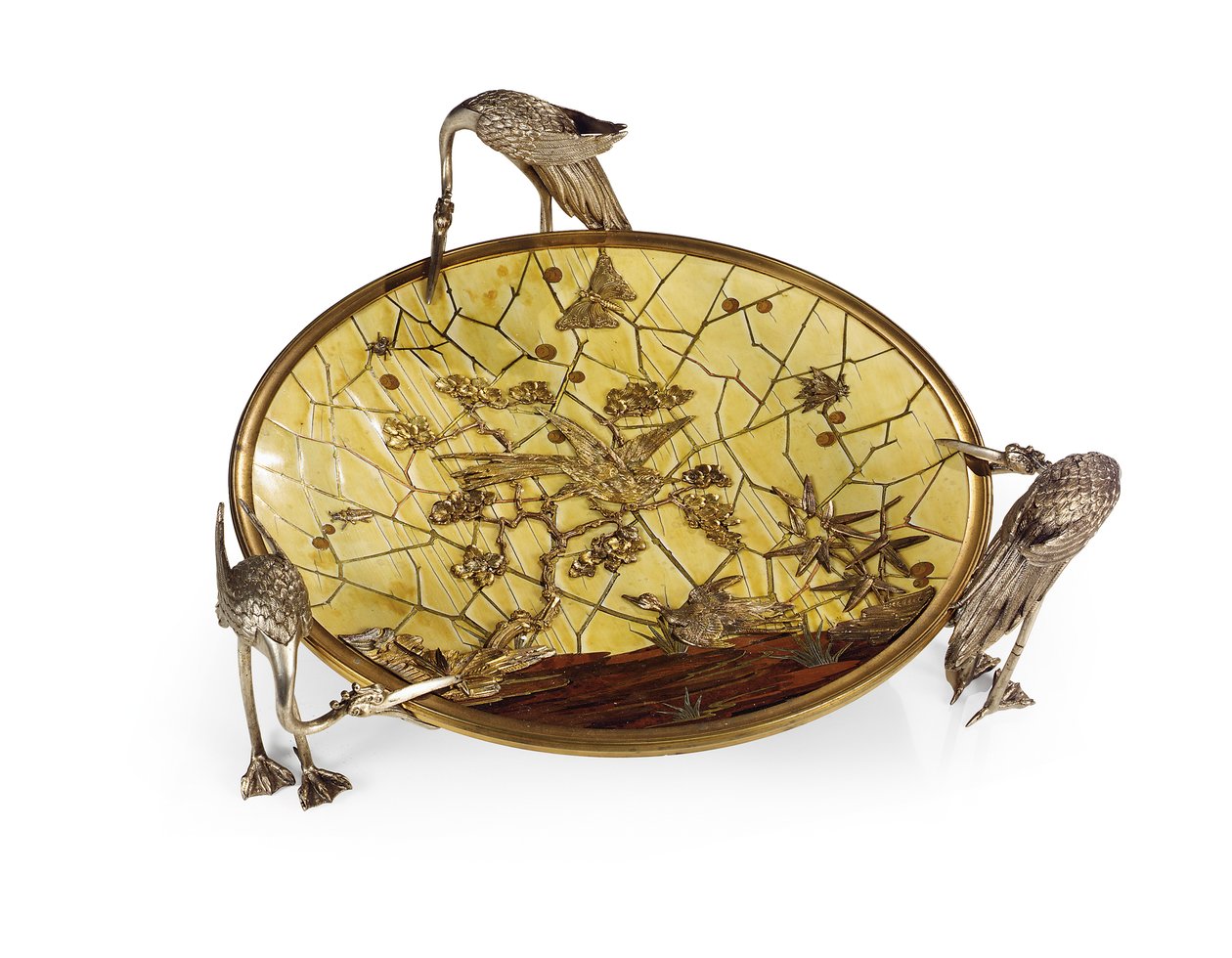 Taça (Tazza), marchetaria de Ferdinand Duvinage, segunda metade do século 19 (bronze prateado e dourado, marfim e madeira) (ver também 476612) de Alphonse Gustave Giroux