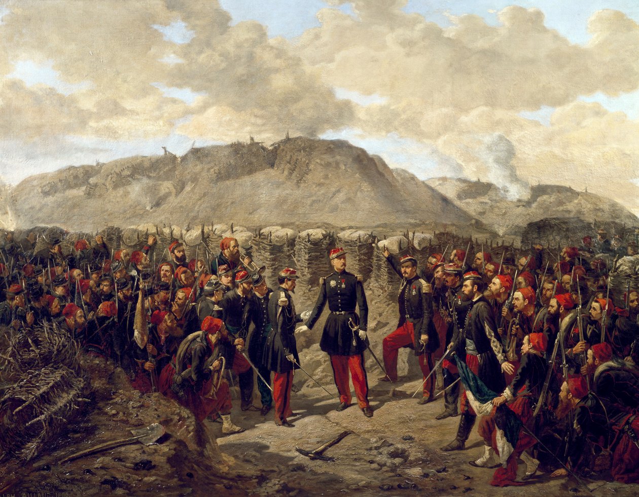 Guerra da Crimeia (1853-1856): O Marechal Patrice MacMahon com os Zouaves em Malakoff de Alphonse Antoine Aillaud
