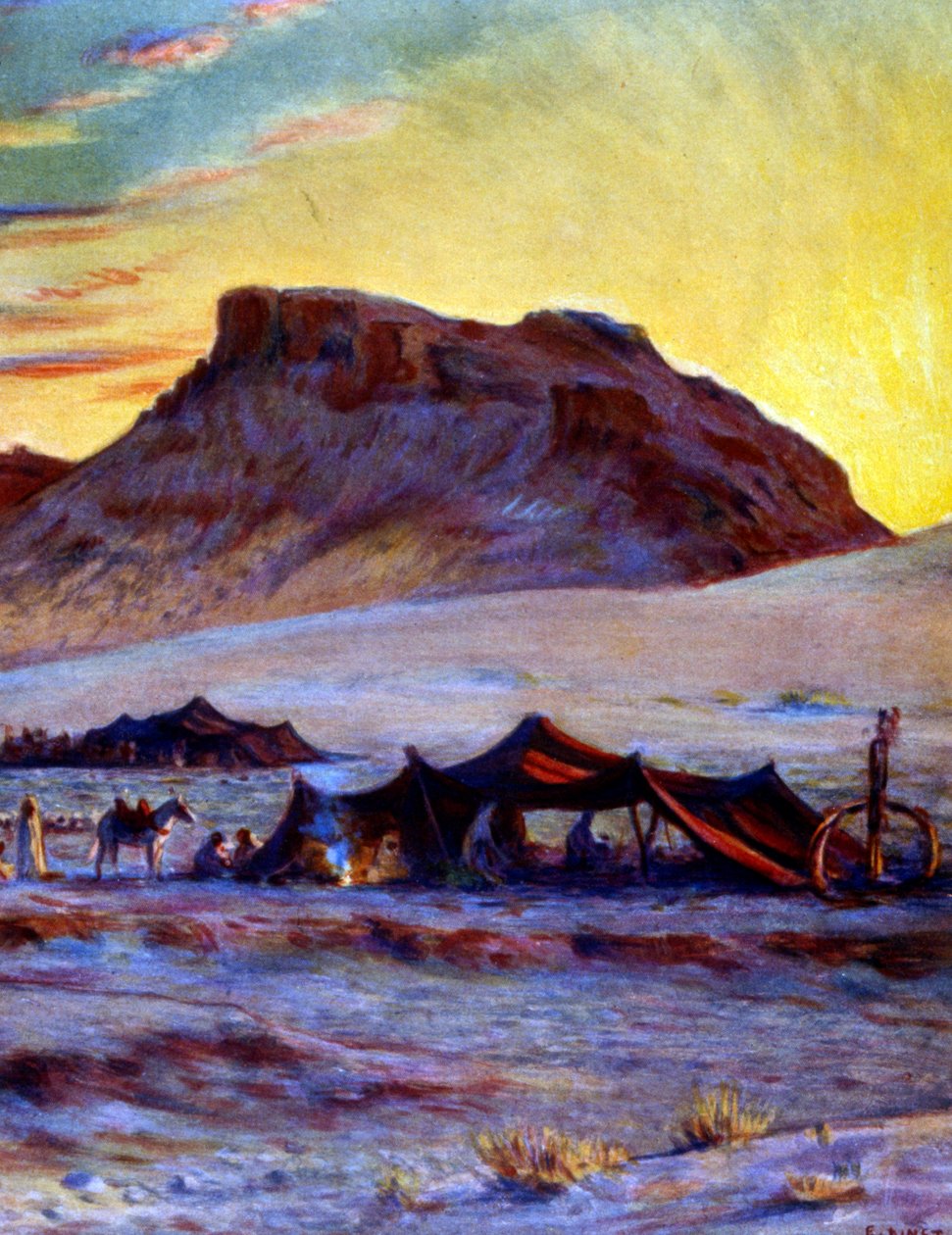 Grupo de Nómadas Árabes no deserto. por Nasreddine Dinet (Alphonse-Étienne Dinet). 1861 1929. um pintor orientalista francês de 1918 de Alphonse Etienne Dinet