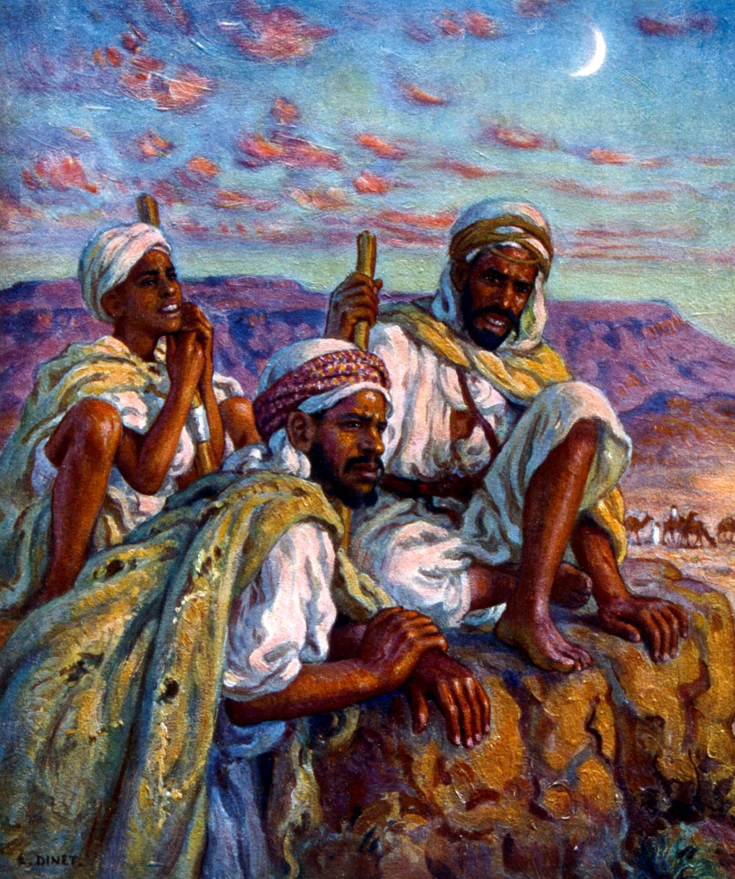 Grupo de pastores árabes por Nasreddine Dinet (Alphonse-Étienne Dinet). 1861 1929. um pintor orientalista francês de 1918 de Alphonse Etienne Dinet