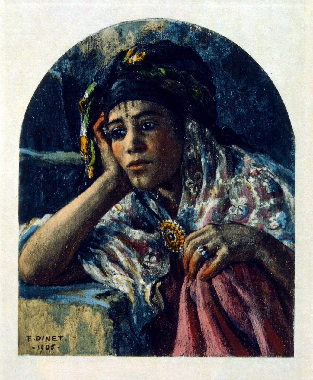 Ilustração de Dinet de "Mirages" Cenas da vida árabe. 1906. Mirages, Scenes De La Vie Arab foi ilustrado por Etienne Dinet com comentários de Silman Ben Ibrahim Bamer. Nasreddine Dinet nasceu como Alphonse-Etienne Dinet; (1861-1929) foi um francês de Alphonse Etienne Dinet