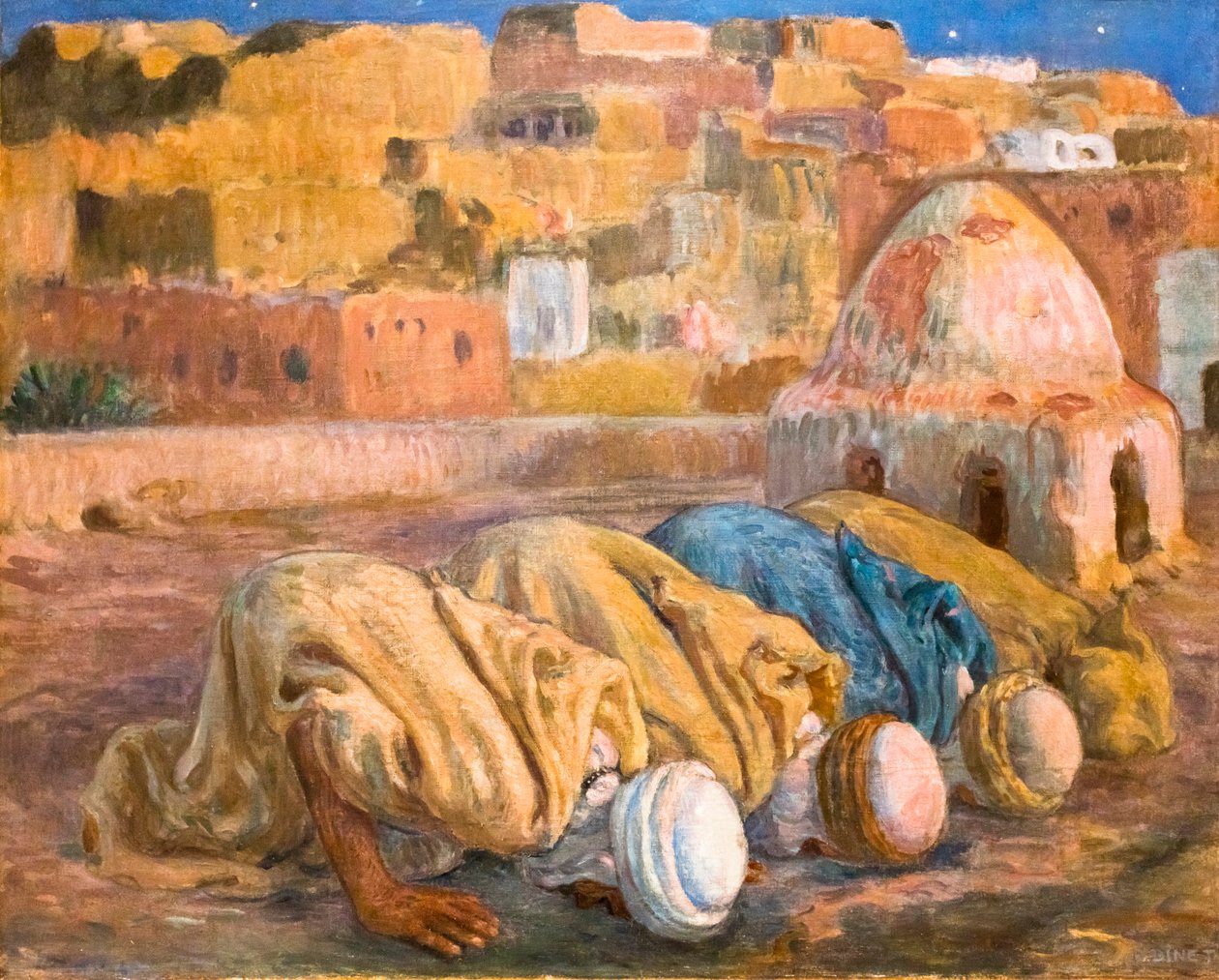 Oração num terraço em Bou-Saada ou Es-Sojoud (óleo sobre tela) de Alphonse Etienne Dinet