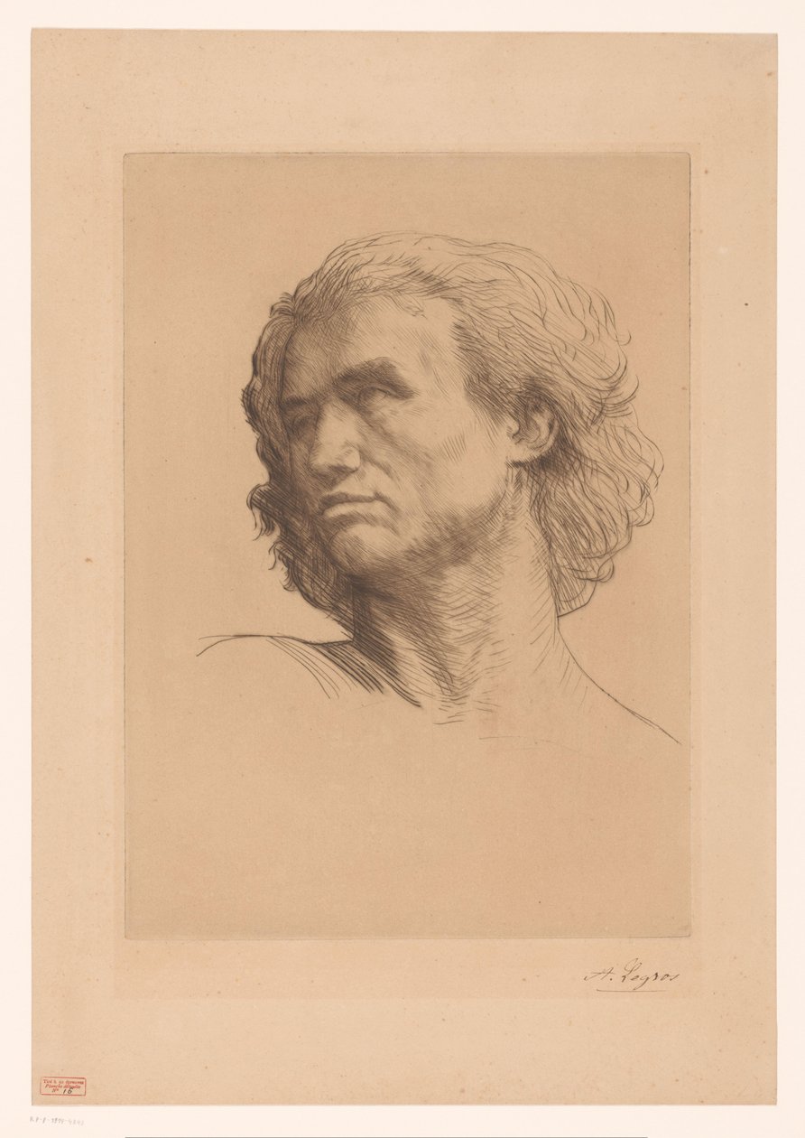 Cabeça de um homem de Alphonse Legros (signed by artist)