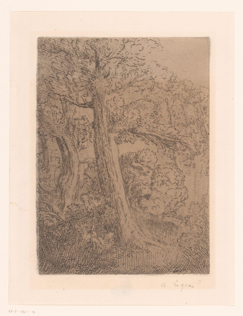 Duas árvores de Alphonse Legros (signed by artist)