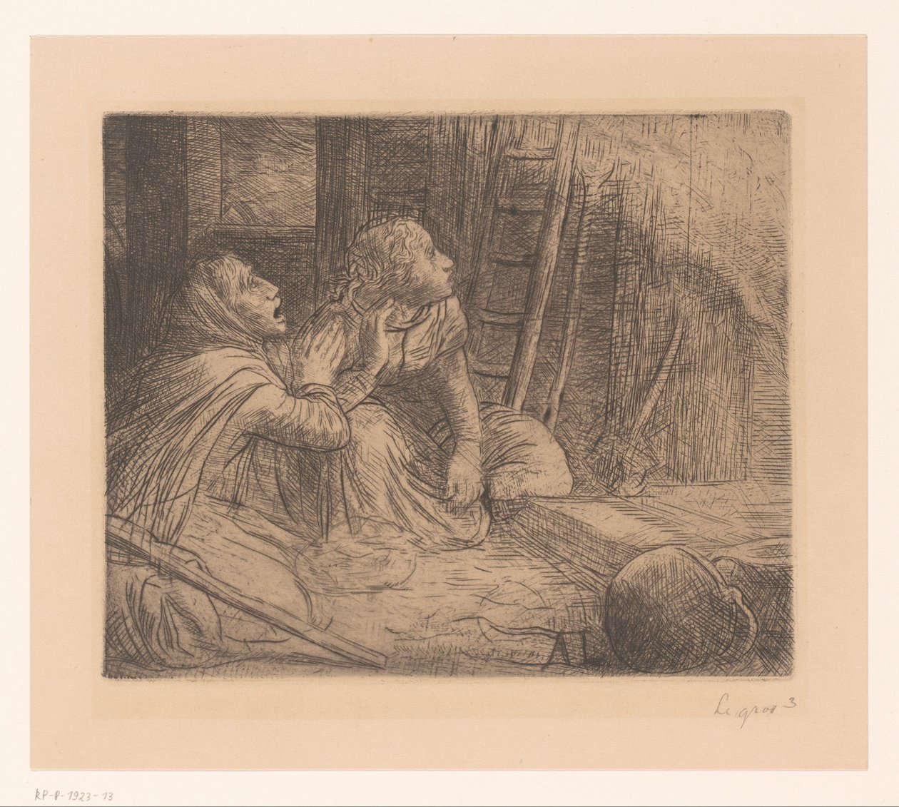 Duas mulheres de aspecto ajoelhado de Alphonse Legros (signed by artist)