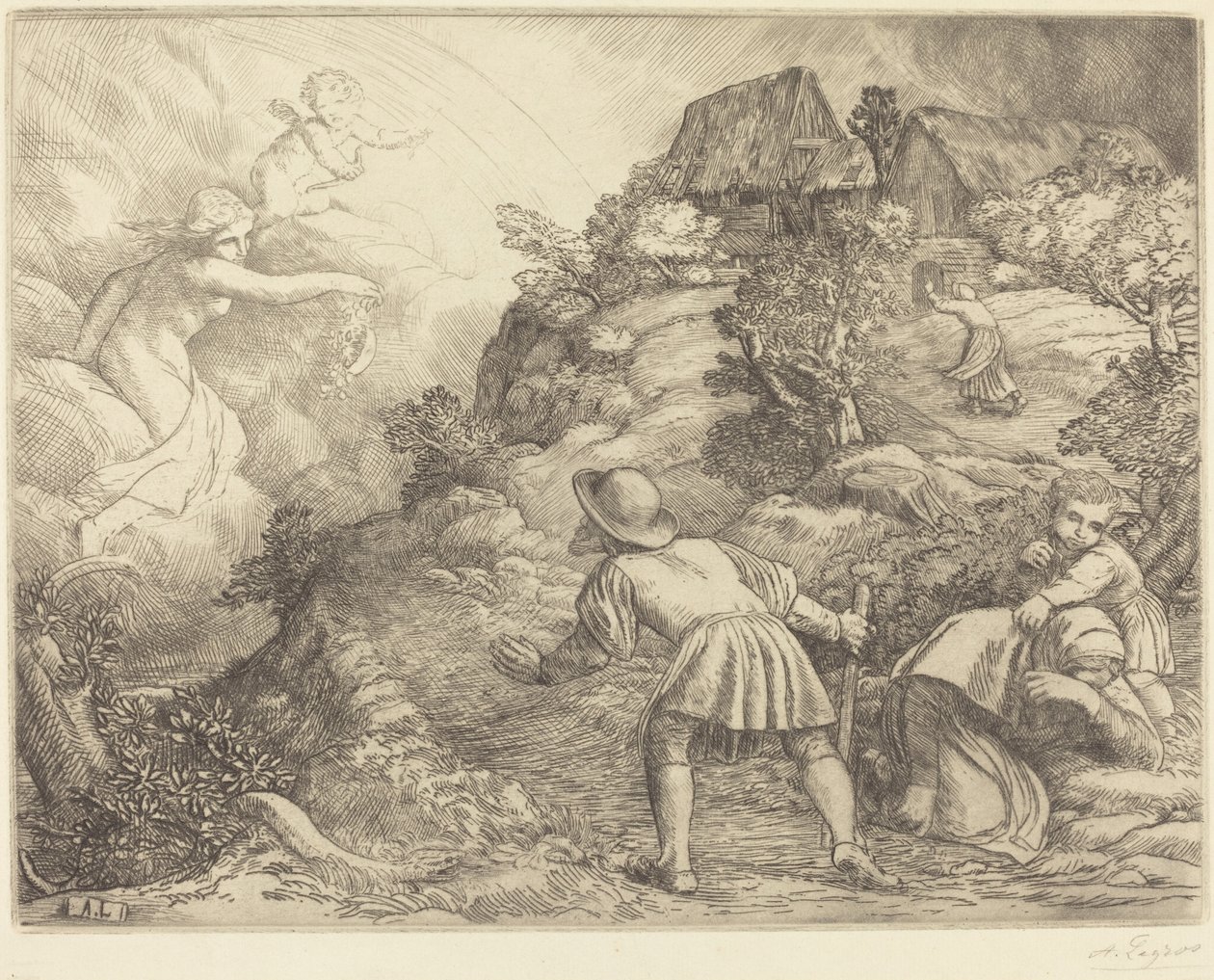 Alegoria do Camponês e da Fortuna Le paysan et la fortune: Sujet allegorique. de Alphonse Legros