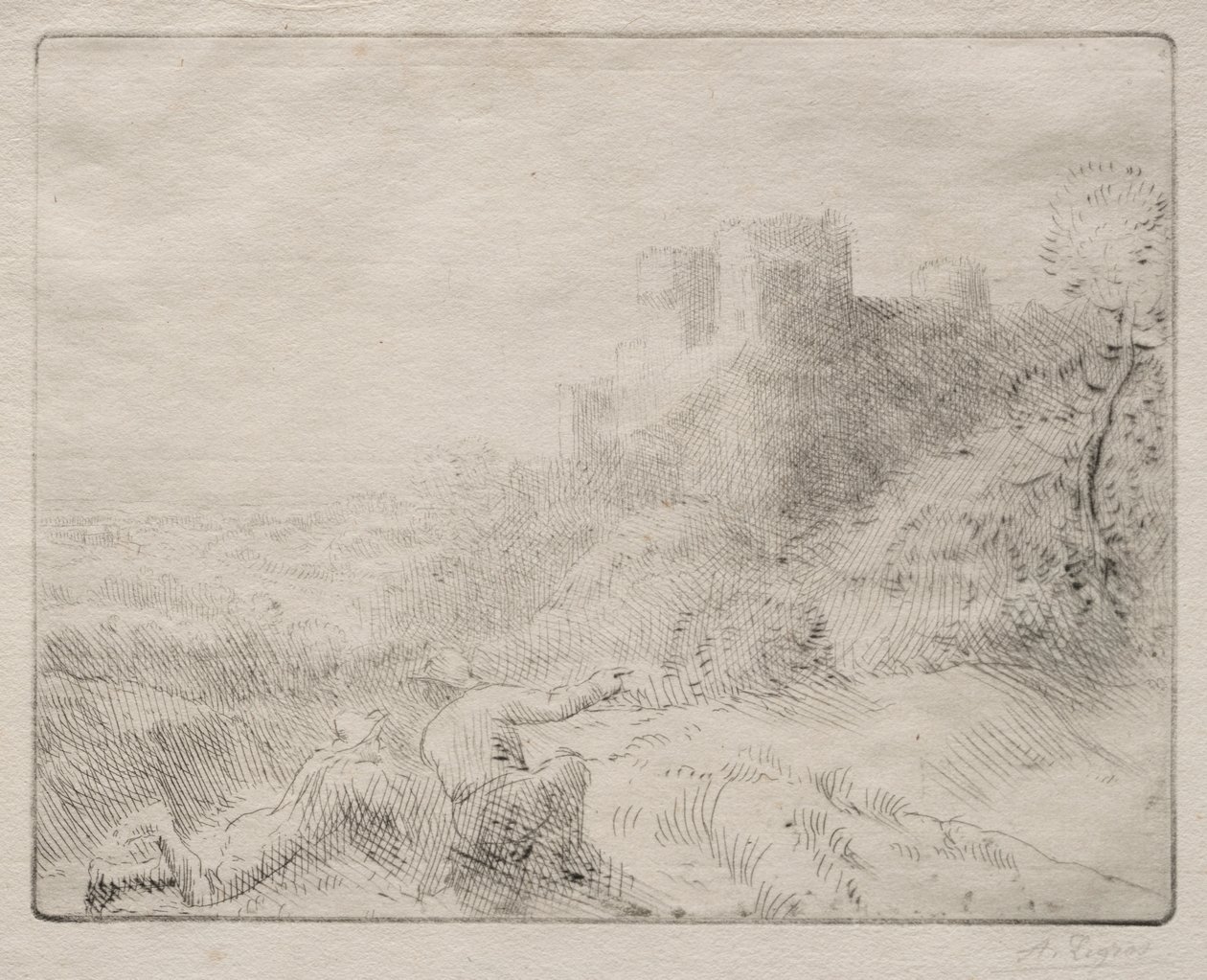 Um velho castelo. de Alphonse Legros