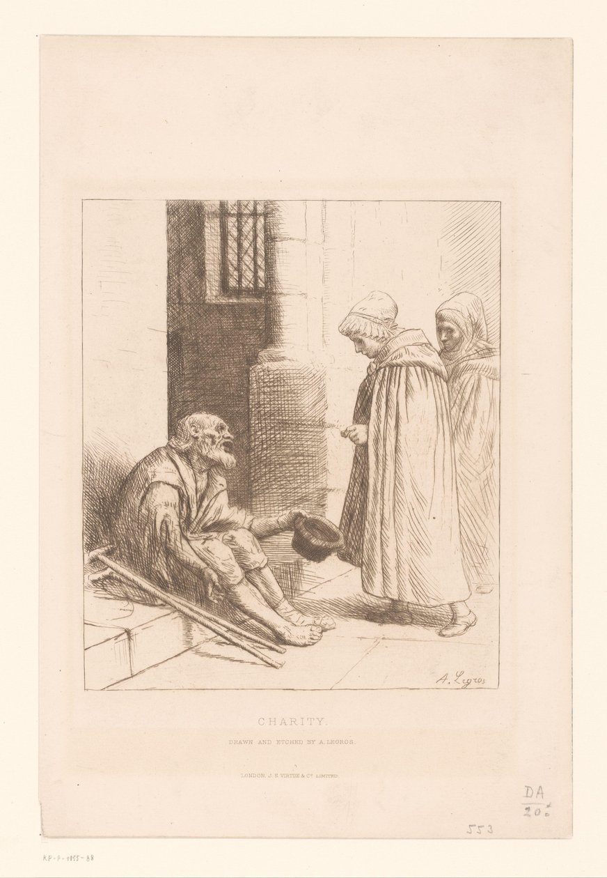 Mendigo numa escadaria
Caridade (título sobre o objecto) de Alphonse Legros
