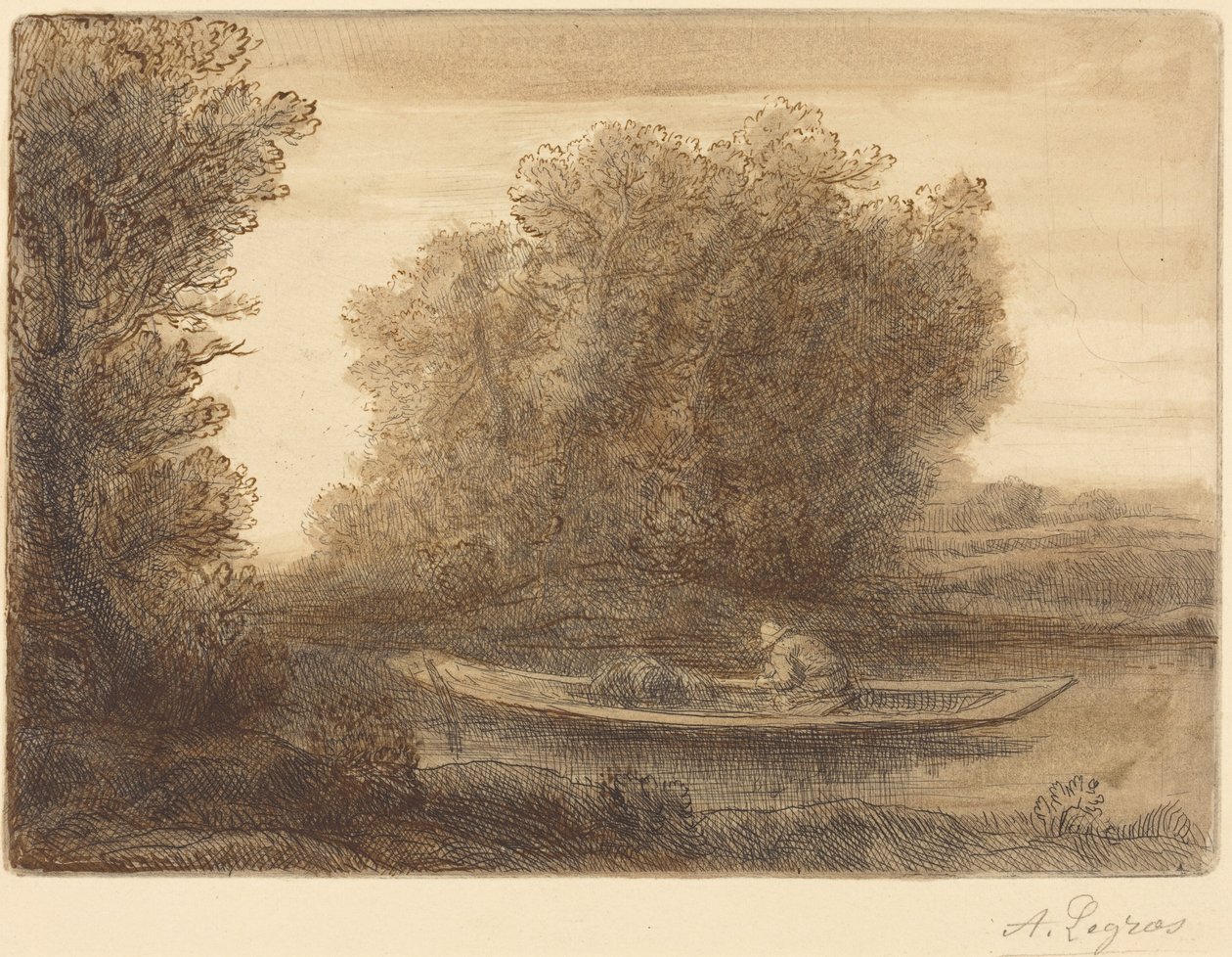 Curva do rio (Un coin de rivière) de Alphonse Legros
