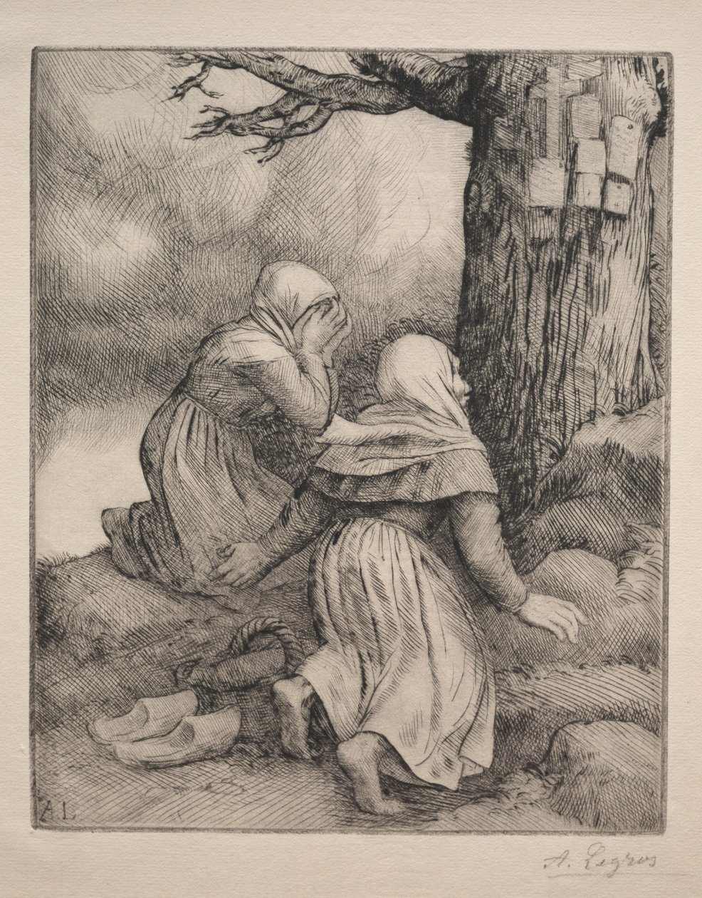 Curvando-se diante da árvore Larbre de salut. de Alphonse Legros
