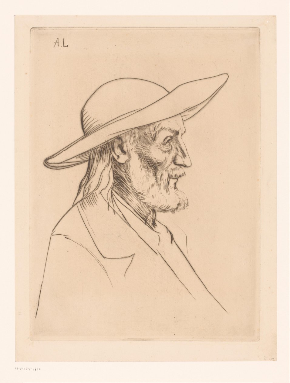Homem bretão com chapéu paysan bretão de Alphonse Legros