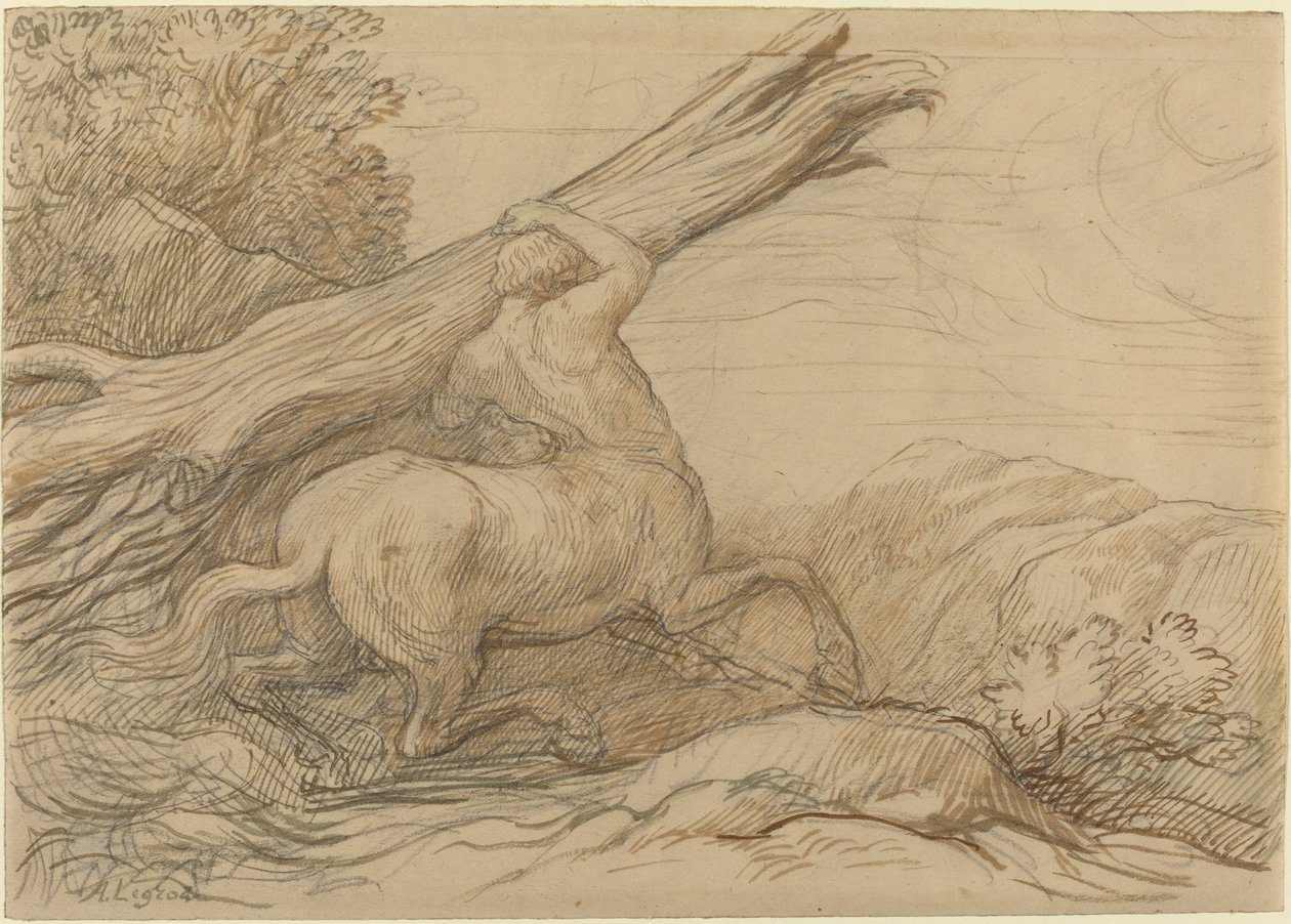 Centauro carregando um tronco de árvore de Alphonse Legros