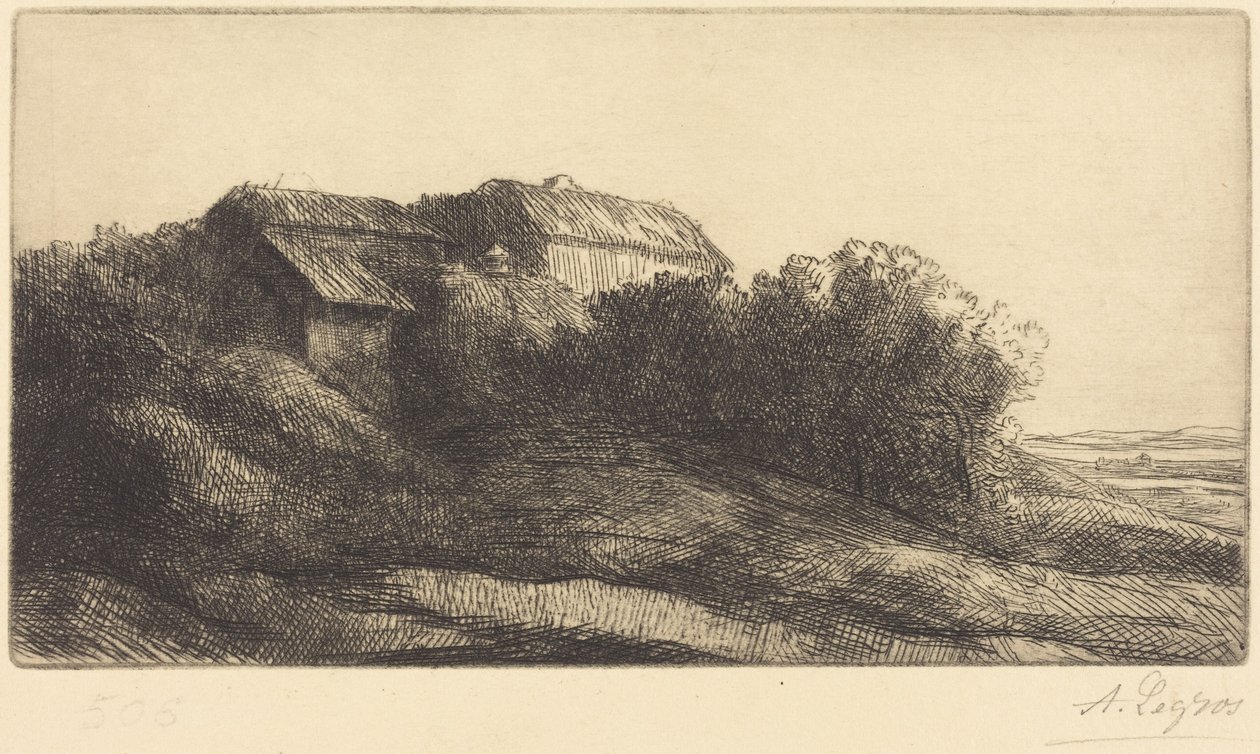 Casa de campo numa encosta (Chaumiere sur le coteau) de Alphonse Legros