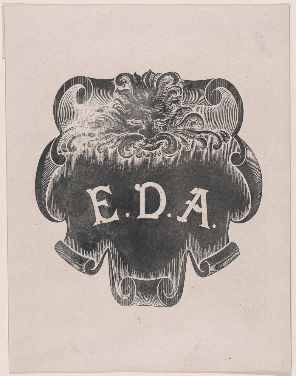 Contraprova de uma impressão de uma placa de identificação para Edward D. Adams, ca. 1892. de Alphonse Legros