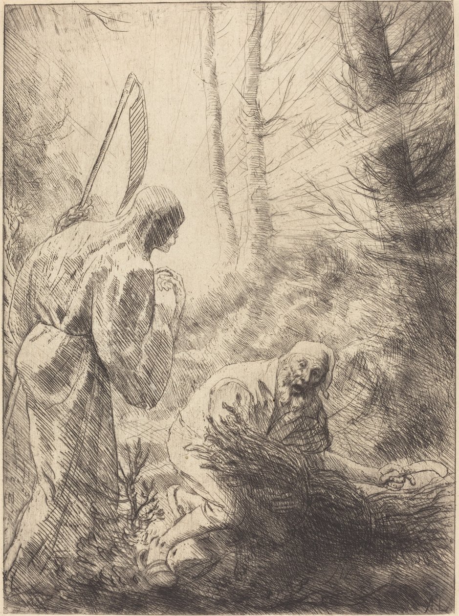 A Morte e o Lenhador, 2ª placa (La Mort de le bucheron) de Alphonse Legros