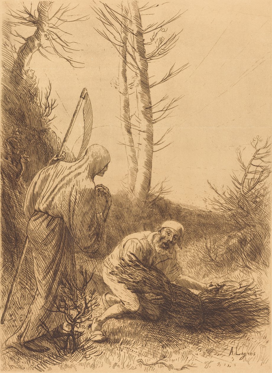 A Morte e o Lenhador, 2ª placa (Le mort et le bucheron) de Alphonse Legros