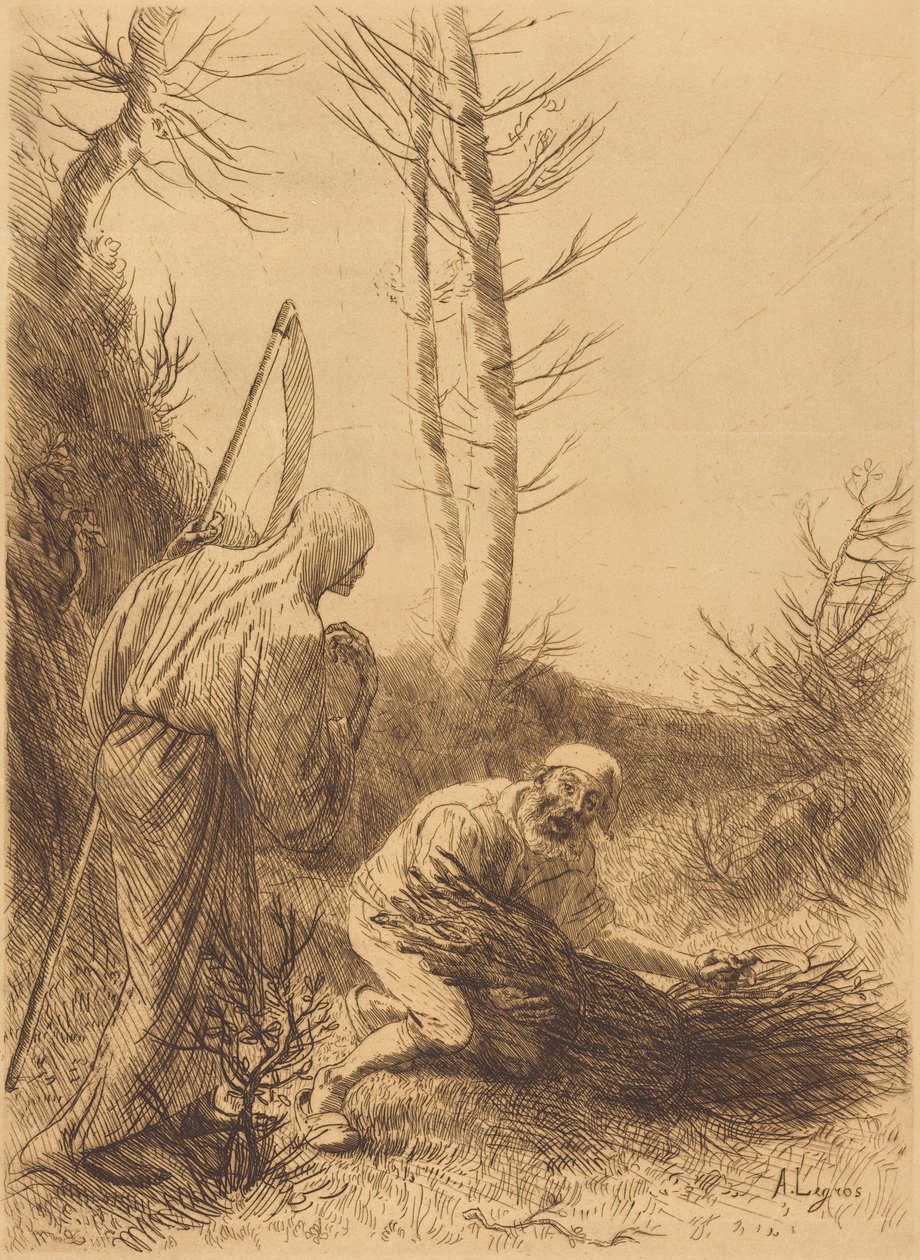 A Morte e o Lenhador, 2.ª gravura (Le mort et le bucheron) de Alphonse Legros