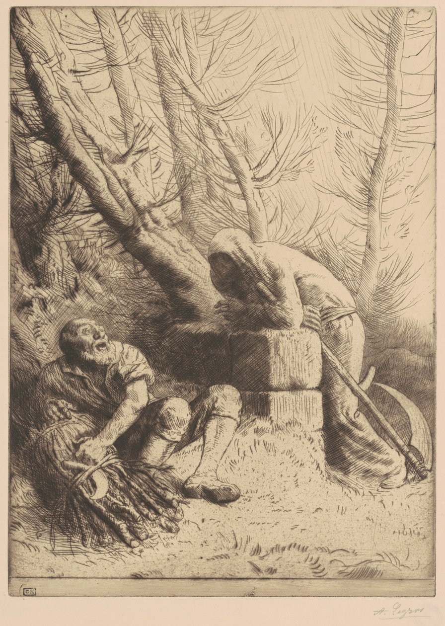 A morte e o lenhador, prancha 4 de Alphonse Legros