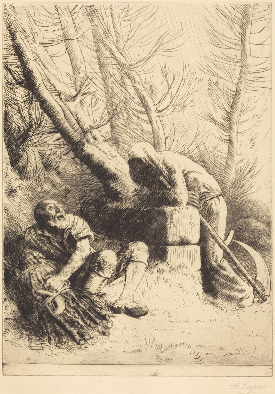 A Morte e o Lenhador, 4.ª gravura (La mort et le bucheron) de Alphonse Legros