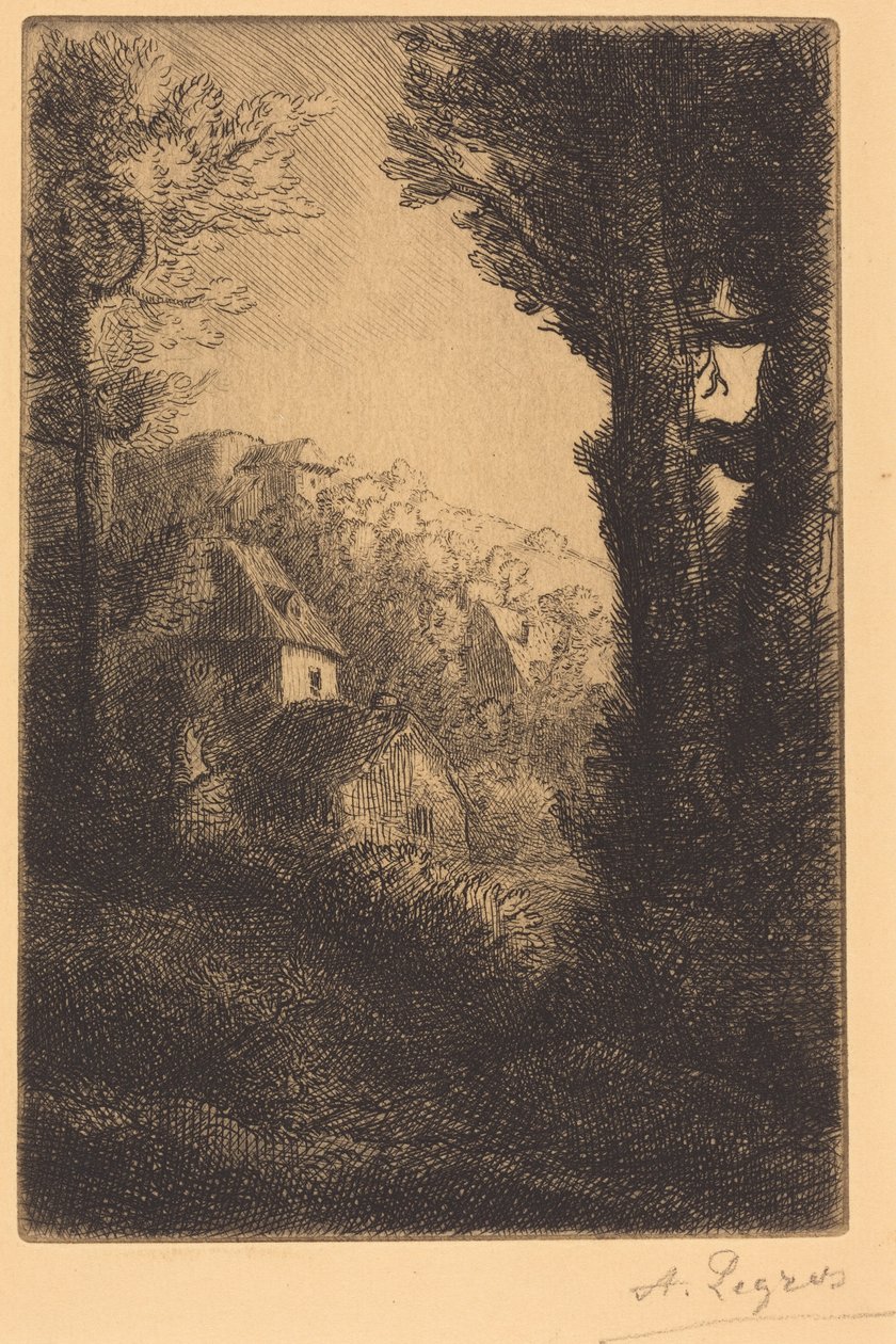 Quinta numa encosta ao sol (A quinta da encosta; Efeito de sol na encosta) de Alphonse Legros
