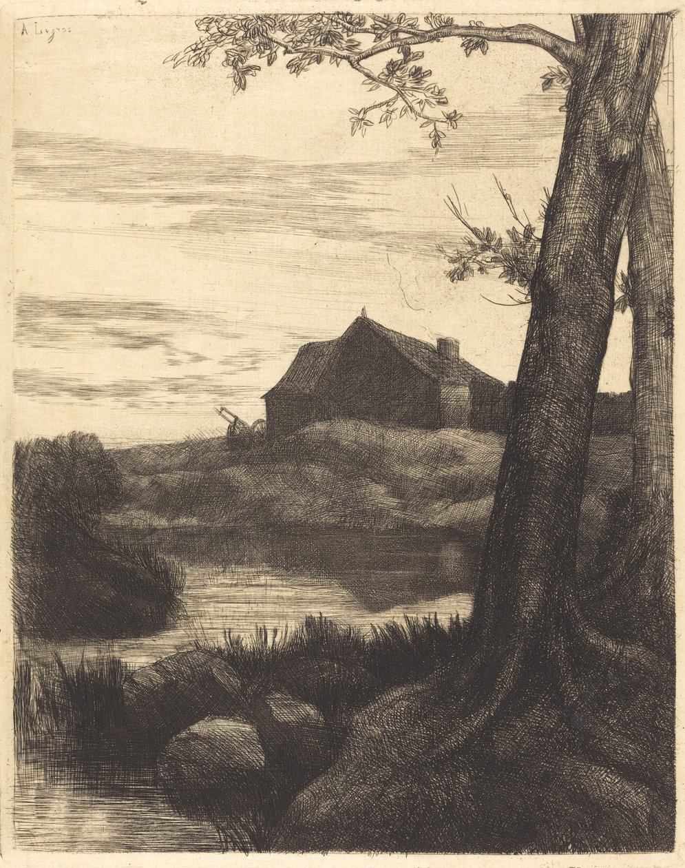 Fazenda com Árvore Grande (La ferme au grand arbre) de Alphonse Legros