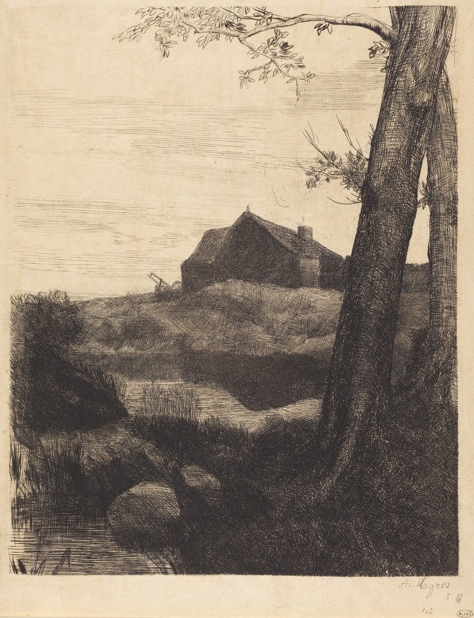 Quinta com uma grande árvore (A quinta com a grande árvore) de Alphonse Legros
