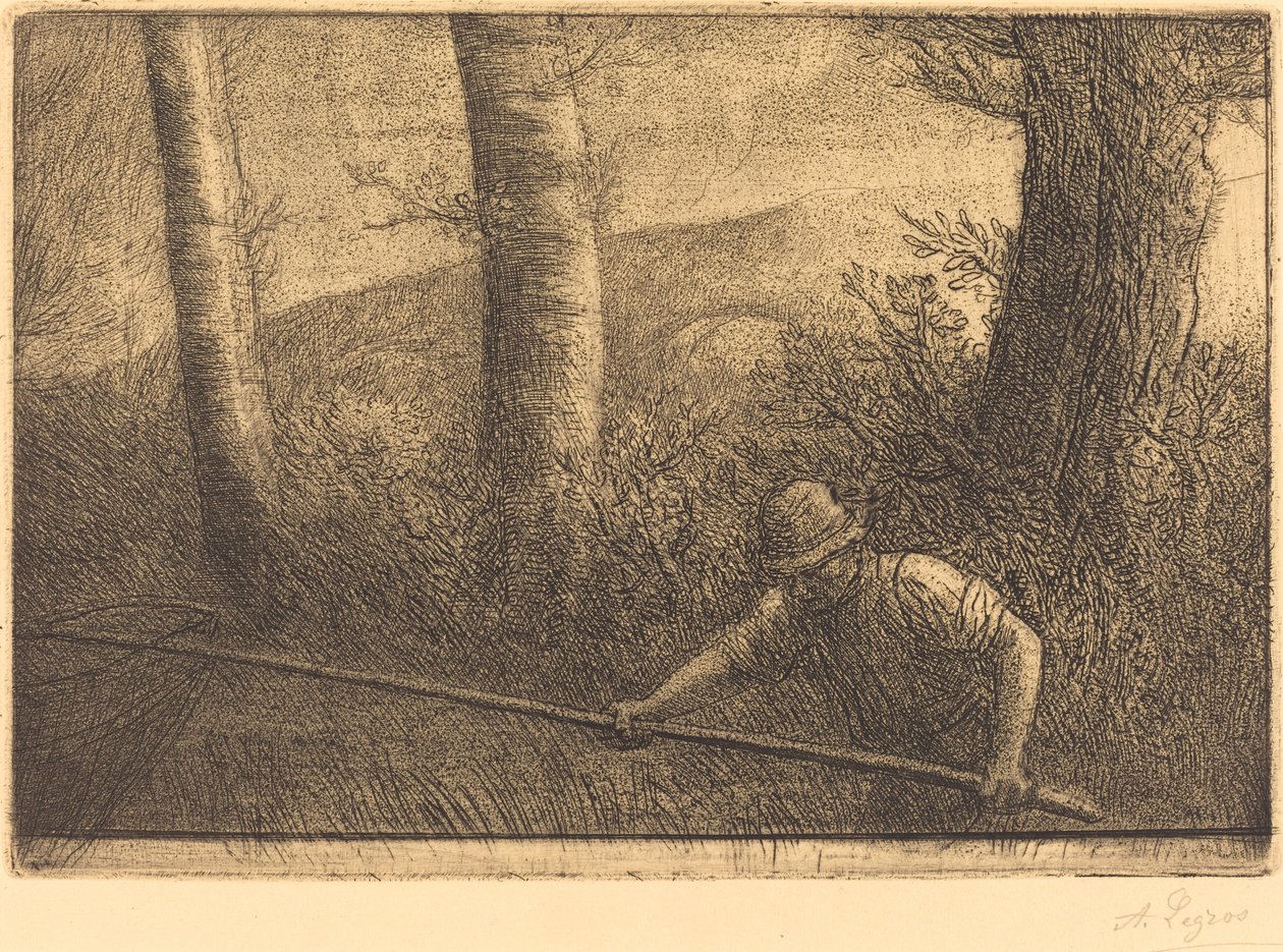 Pescador com uma rede Hoop (La peche a la trouble) de Alphonse Legros