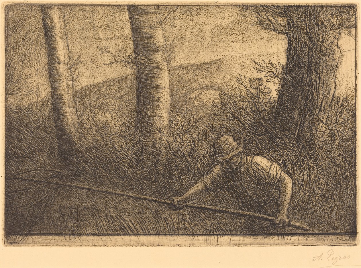 Pescador com uma rede de aro (La pêche à la truble) de Alphonse Legros