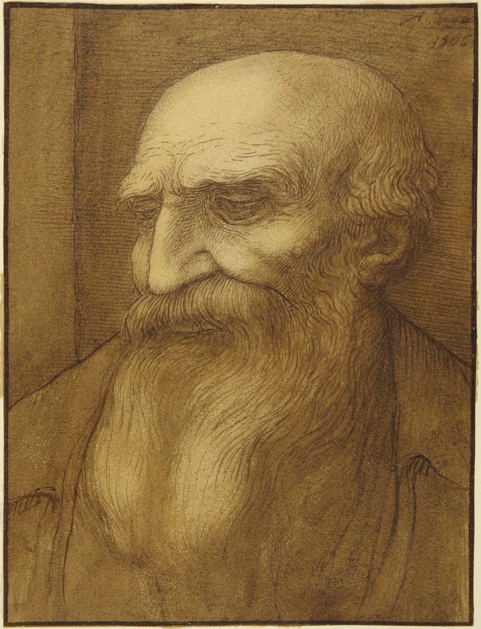 Cabeça de homem barbudo de Alphonse Legros