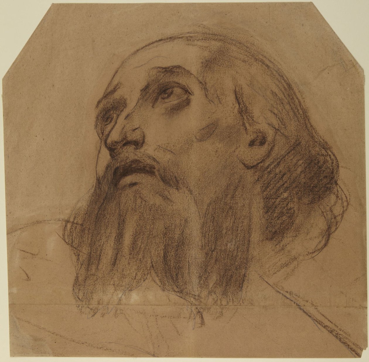 Cabeça de um santo barbudo a olhar para cima de Alphonse Legros