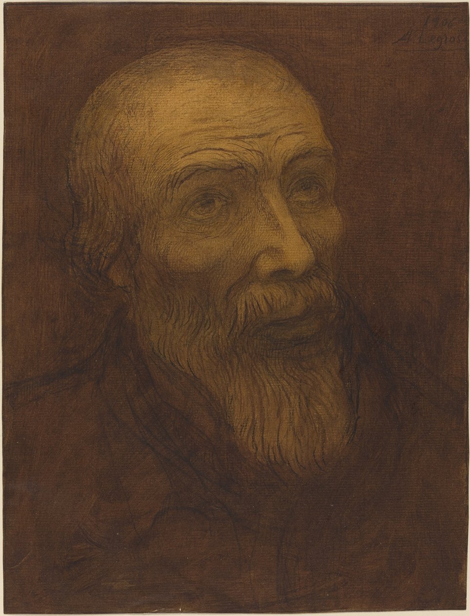 Cabeça de um homem careca com barba de Alphonse Legros