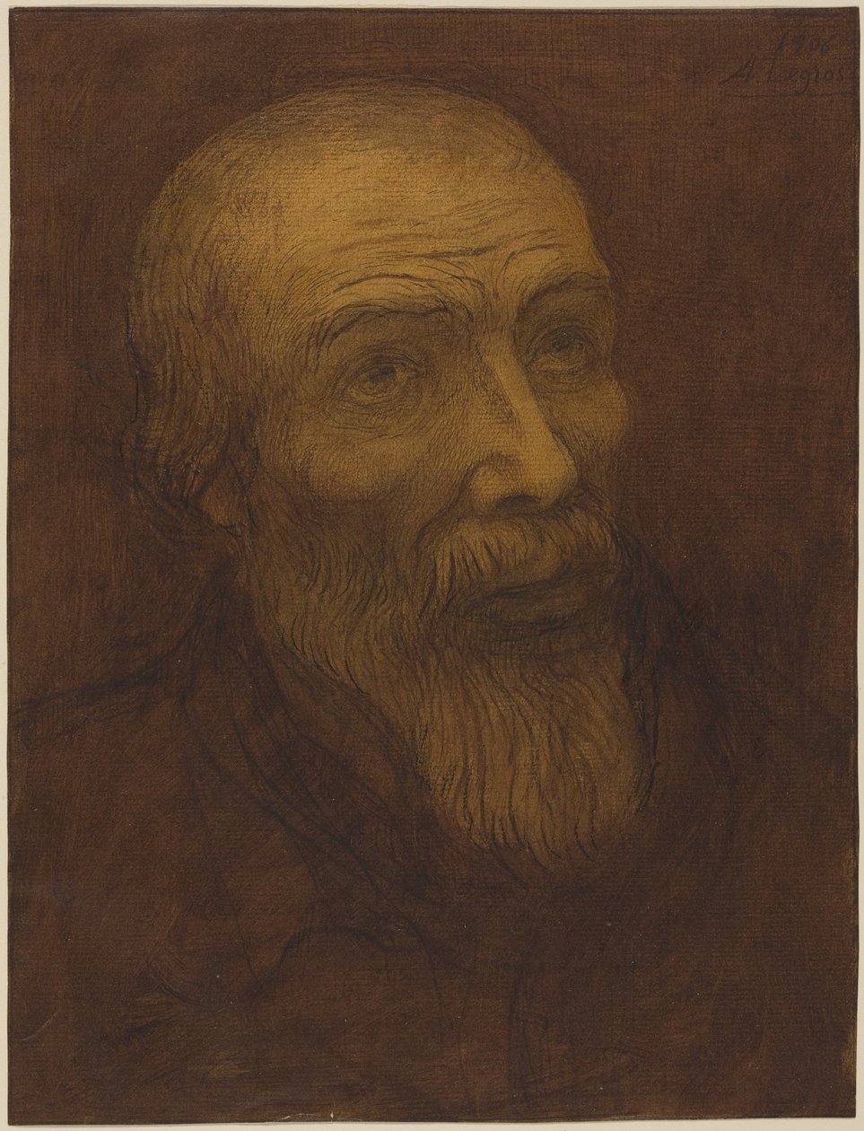 Cabeça de um homem careca com barba de Alphonse Legros