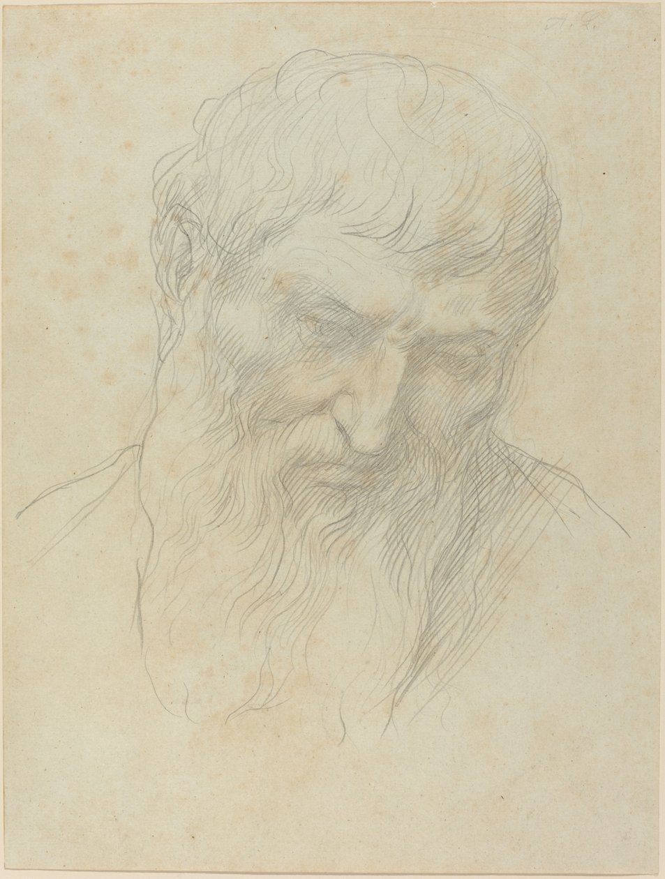 Cabeça de um homem com cabelo encaracolado e barba. de Alphonse Legros