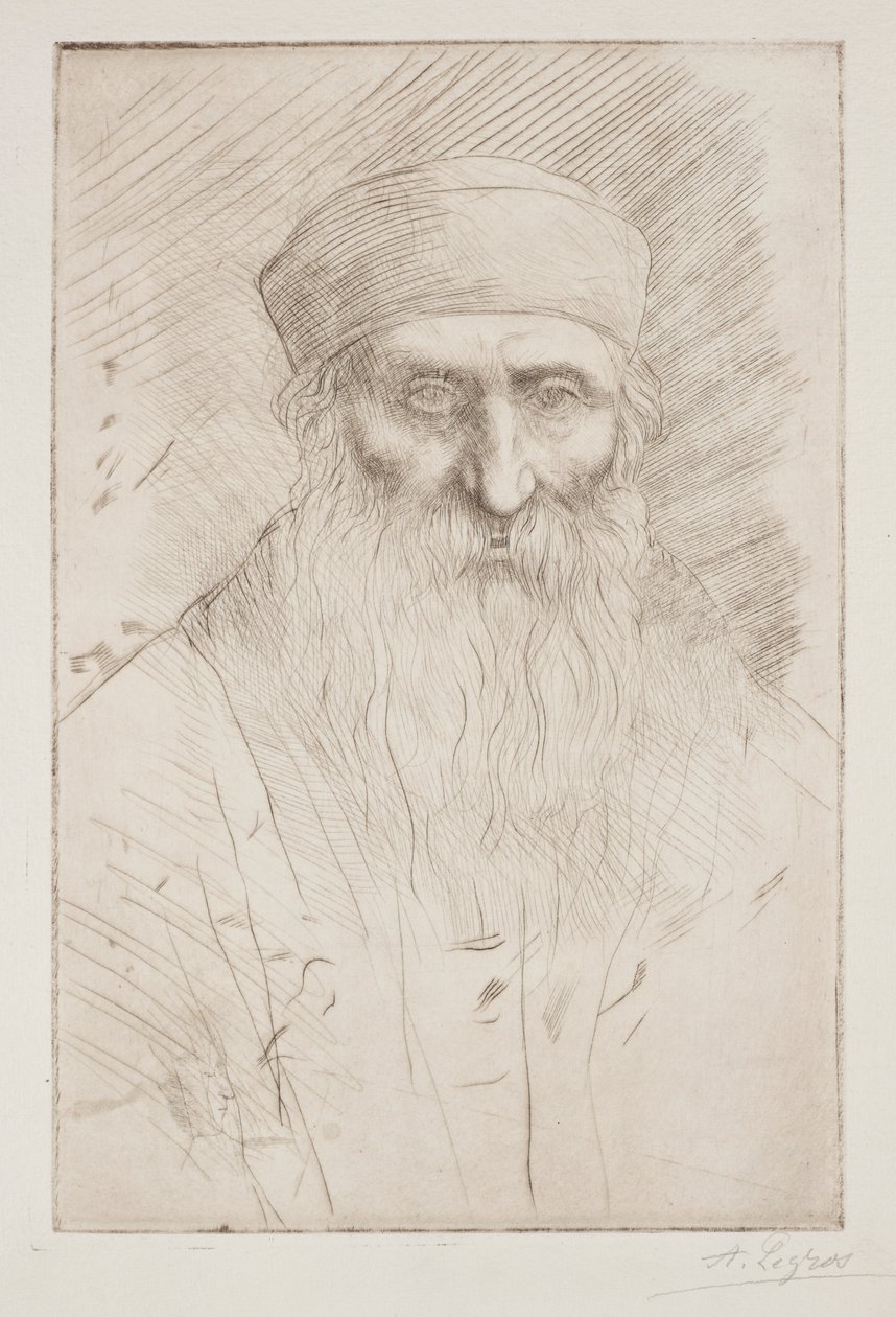 Cabeça de um homem com uma barba longa. de Alphonse Legros