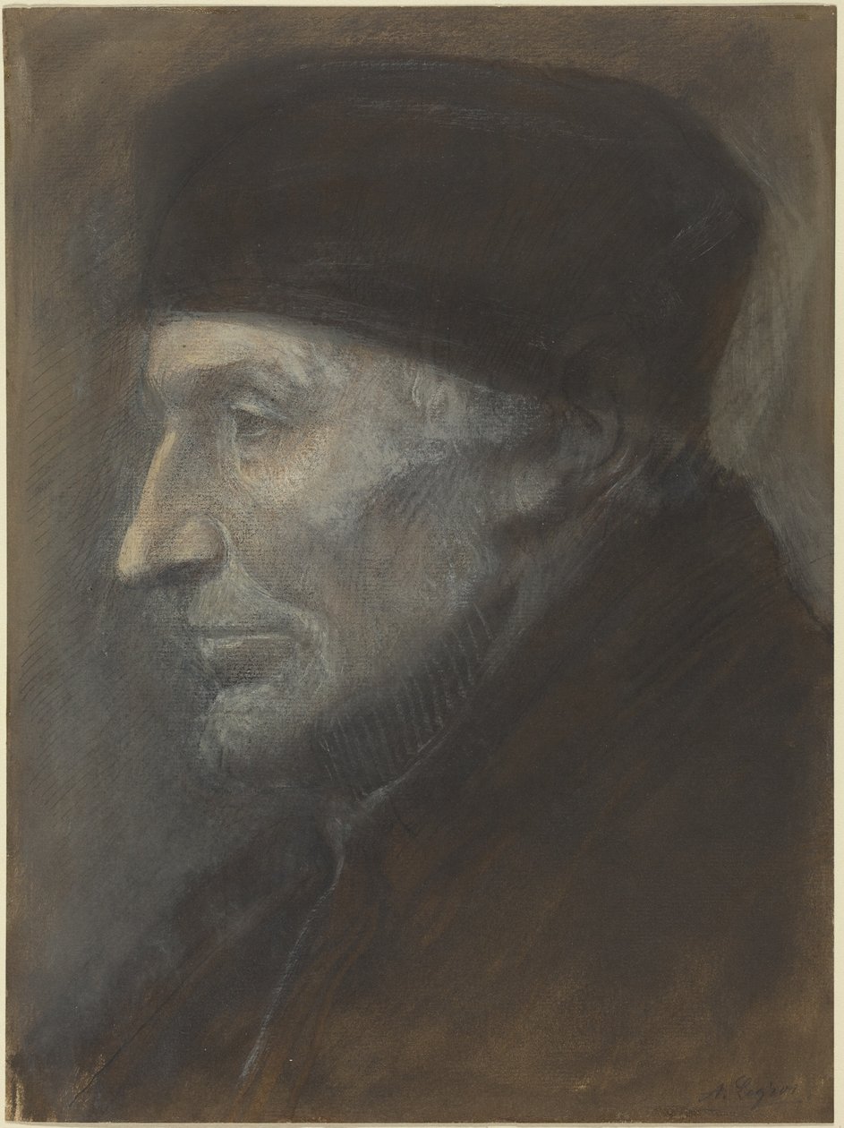 Cabeça de um homem com um solidéu de Alphonse Legros