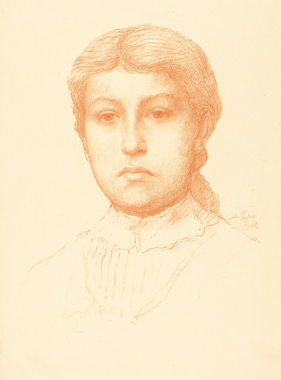 Cabeça de uma jovem (Tete de jeune fille) de Alphonse Legros