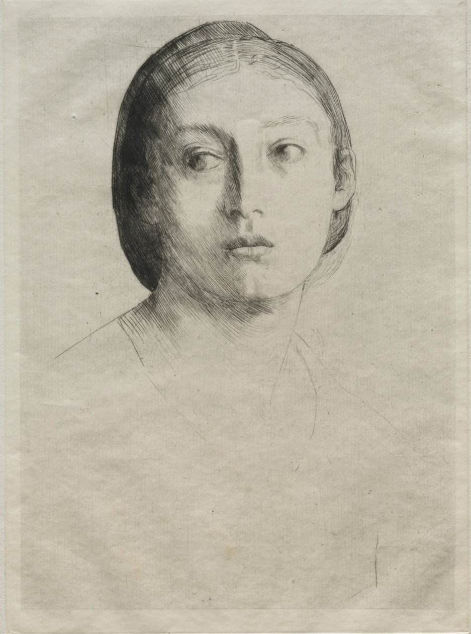 Cabeça de uma jovem garota. de Alphonse Legros