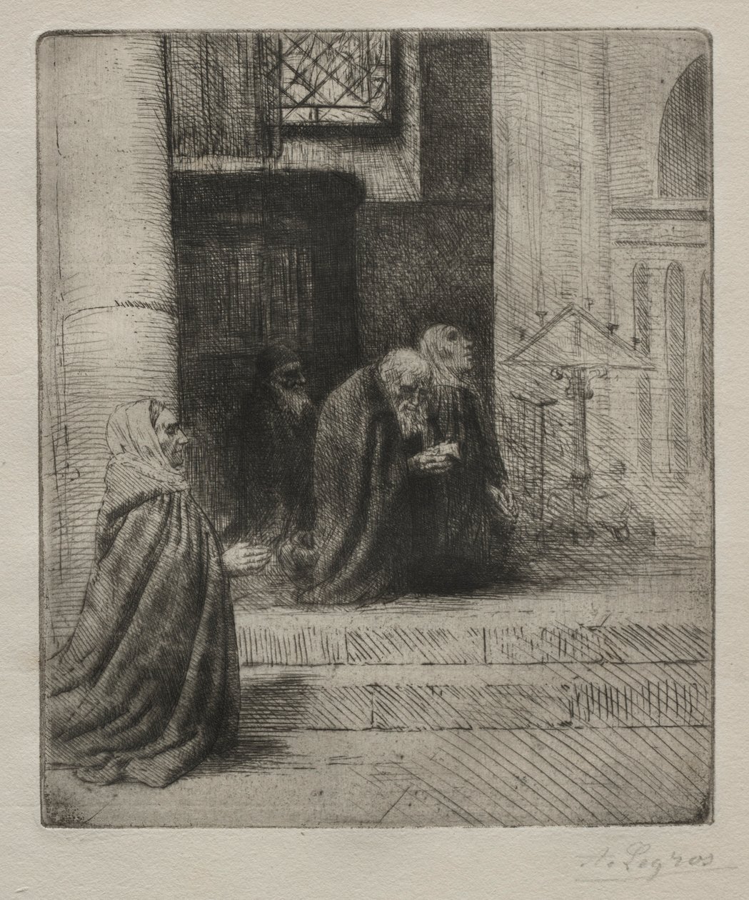 Interior de uma igreja. de Alphonse Legros