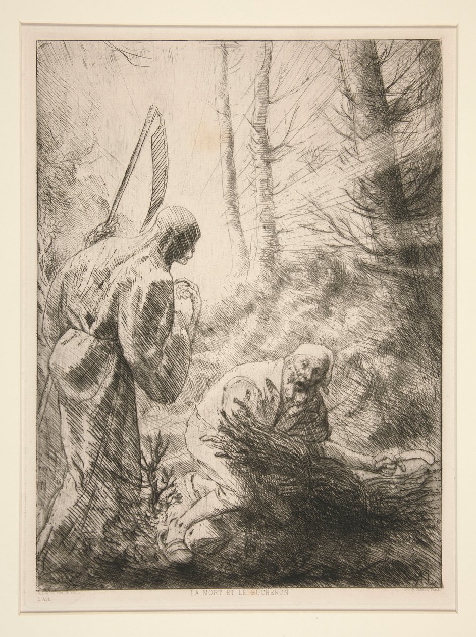 La Mort em le Bucheron, No. 2 (A Morte e o Lenhador) de Alphonse Legros