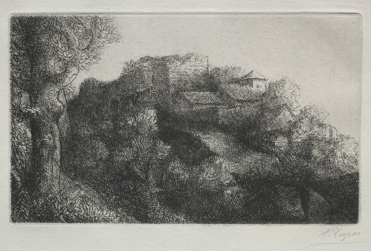 Paisagem (com edifícios) de Alphonse Legros