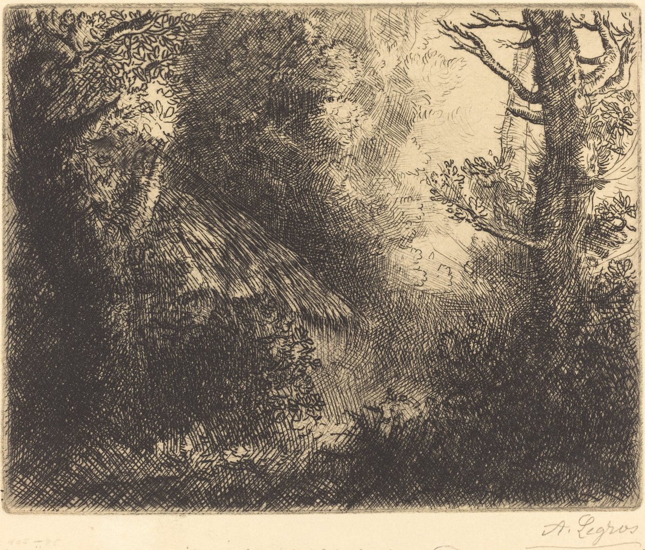 Paisagem: Perto de Chailleux (Paysage: Pres Chailleux) de Alphonse Legros